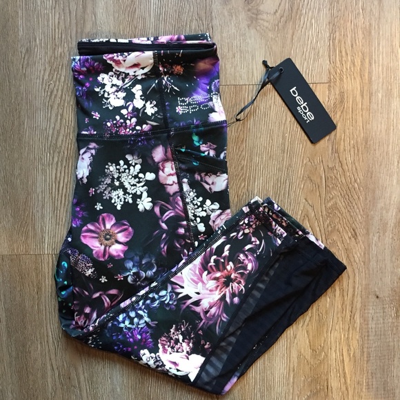 bebe sport Floral Mesh Capri Yoga Workout Leggings - Picture 5 of 8